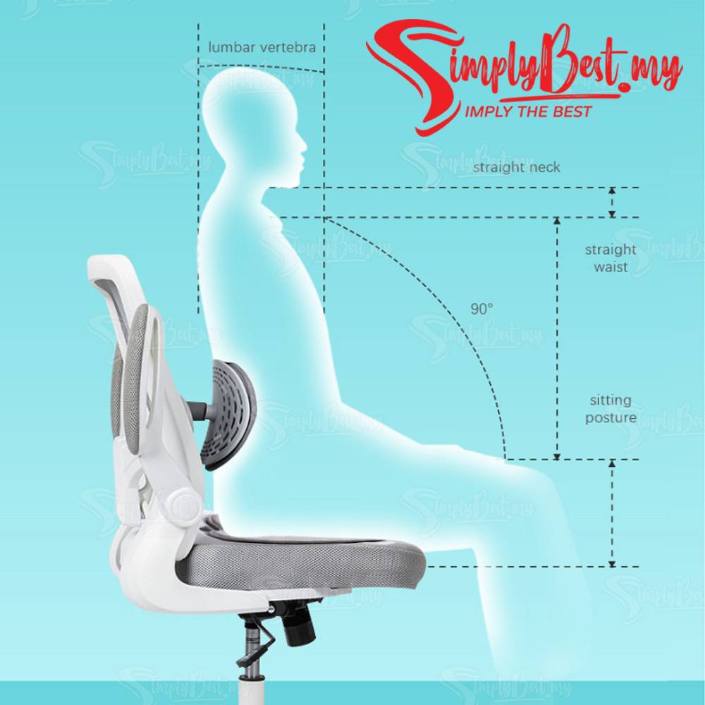 SIMPLYBEST Ergonomic Back Support Seat Posture Corrector Pain Pressure  Relief Office Chair Flexible Waist Straight